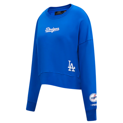 Pro Standard Womens LA Dodgers Cropped Wingspan Crewneck - Royal Blue