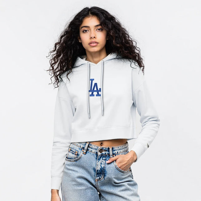 Pro Standard Womens LA Dodgers Cropped Hoodie - White