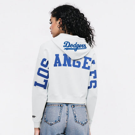 Pro Standard Womens LA Dodgers Cropped Hoodie - White