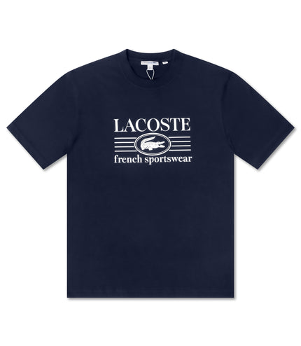 Lacoste Classic Fit Cotton Print Jersey Tee - Navy