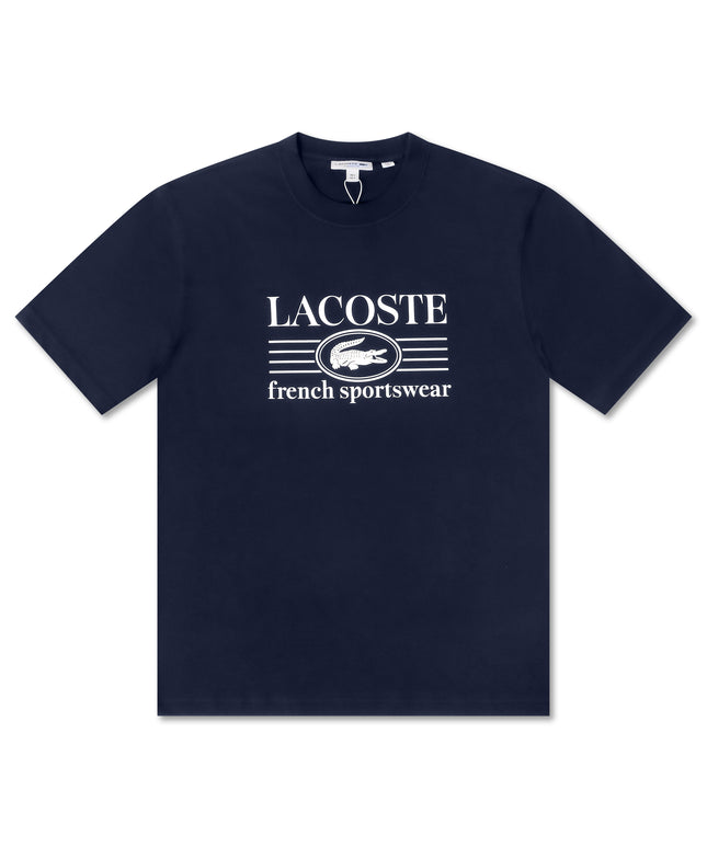 Lacoste Classic Fit Cotton Print Jersey Tee - Navy