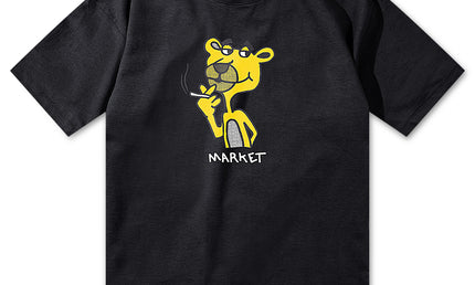 Market Studios Yellow Panther Tee - Washed Black
