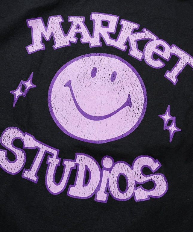 Market Studios Smiley Old School Tee - Washed Black