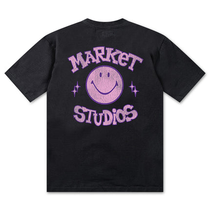 Market Studios Smiley Old School Tee - Washed Black