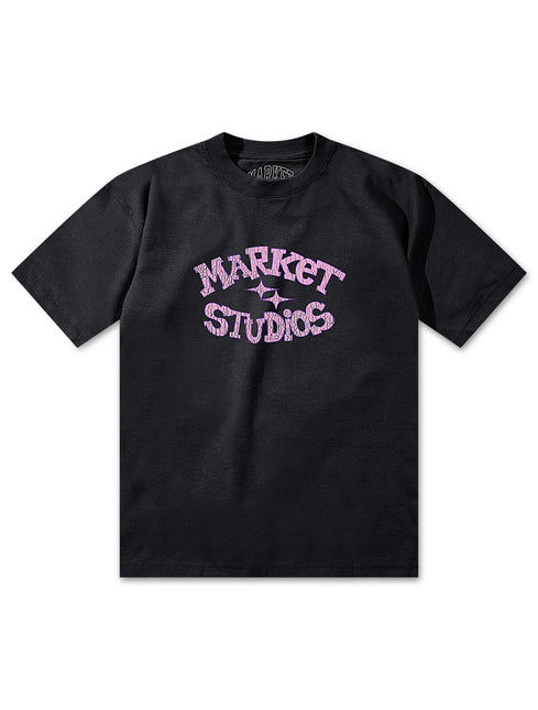 Market Studios Smiley Old School Tee - Washed Black