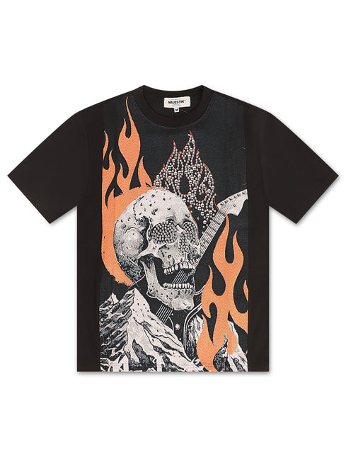 Buy Majestik Rock On Skull Jacquard Tee - Black