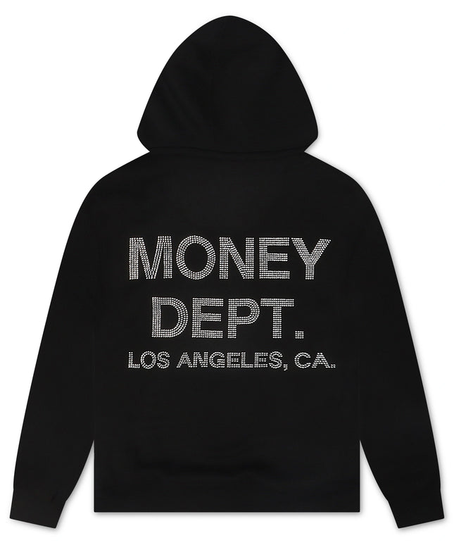 Money Dept. Rhinestone Hoodie - Black/Silver