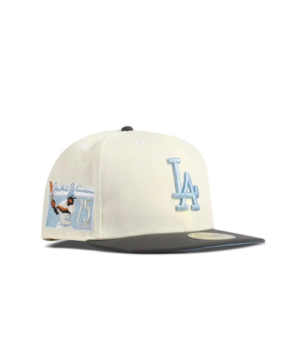 New Era 5950 LA Dodgers Jackie Robinson 75 Years Hat - Chrome/Grey