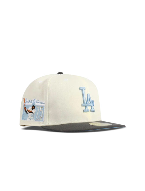 New Era 5950 LA Dodgers Jackie Robinson 75 Years Hat - Chrome/Grey