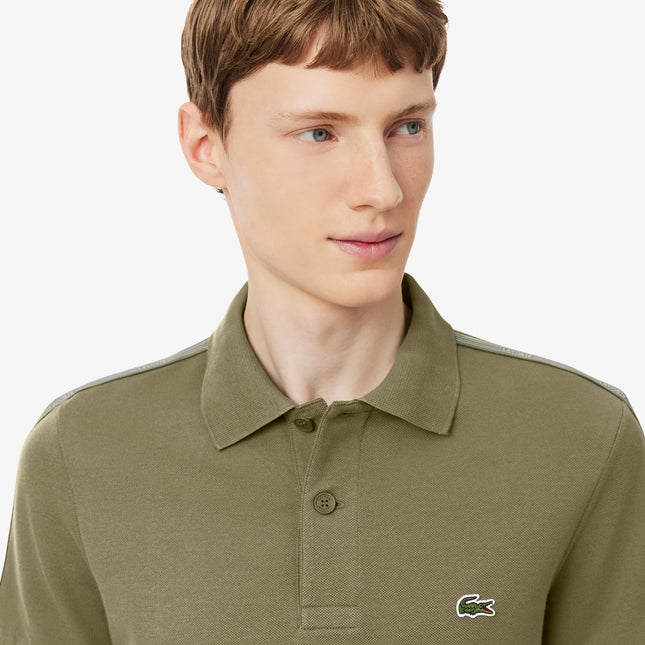 Lacoste Mens Logo Stripe Polo - Khaki Green