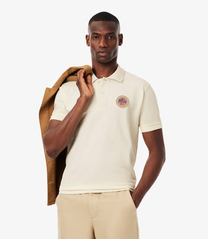 Lacoste Mens Classic Fit Petit Pique Badge Polo - Cream
