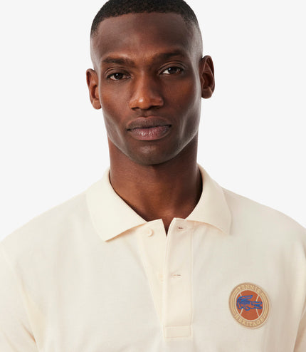 Lacoste Mens Classic Fit Petit Pique Badge Polo - Cream