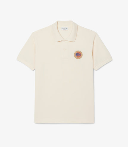 Lacoste Mens Classic Fit Petit Pique Badge Polo - Cream