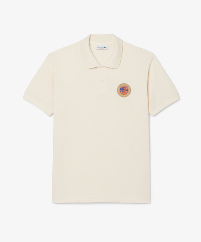 Lacoste Mens Classic Fit Petit Pique Badge Polo - Cream