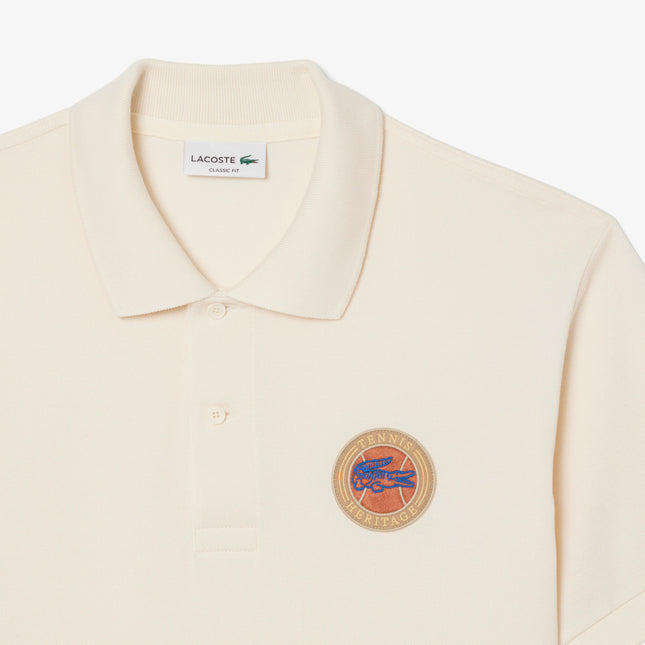 Lacoste Mens Classic Fit Petit Pique Badge Polo - Cream