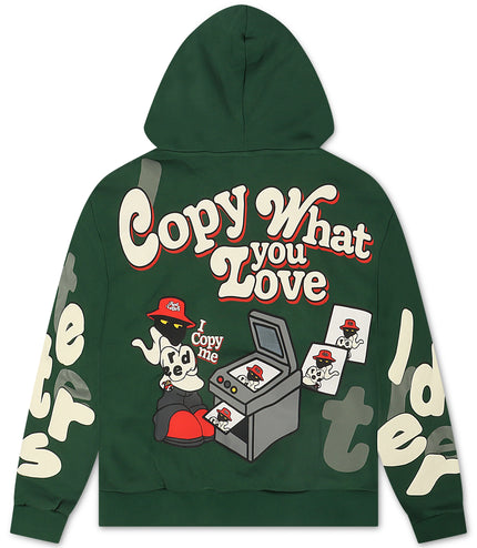 Red Letters Copy Me Scattered Hoodie - Green