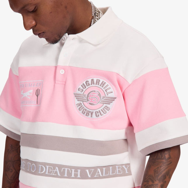 Sugarhill Roadrunners Box-Fit Rugby Polo - Pink Grey