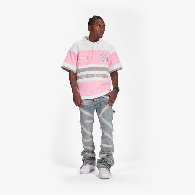 Sugarhill Roadrunners Box-Fit Rugby Polo - Pink Grey