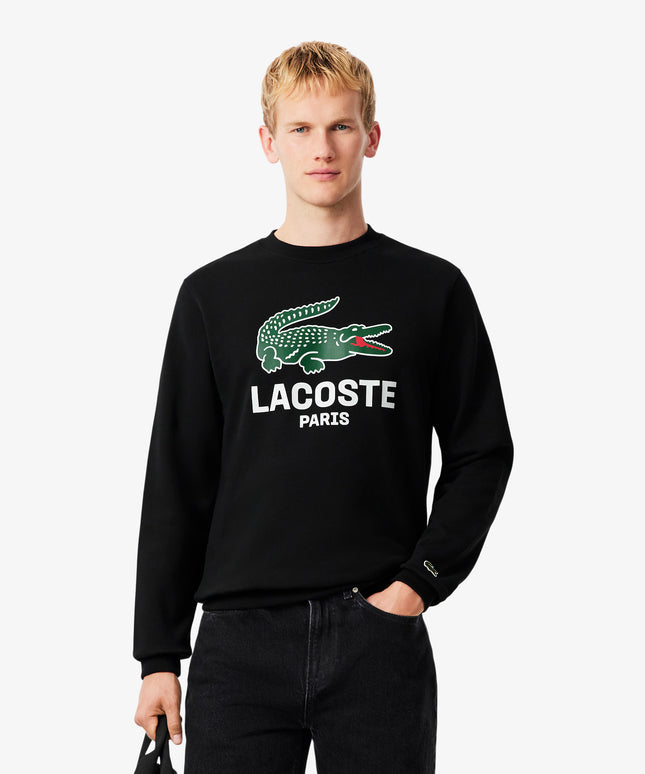 Lacoste Printed Crewneck Sweatshirt - Black