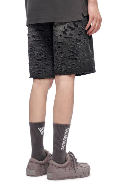 Valabasas Scrape Shorts - Grey Wash
