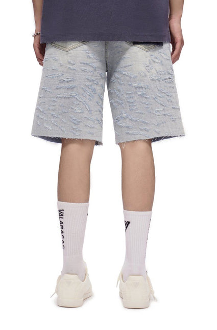 Valabasas Scrape Shorts - Light Blue Wash