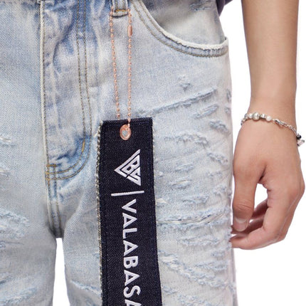 Valabasas Scrape Shorts - Light Blue Wash