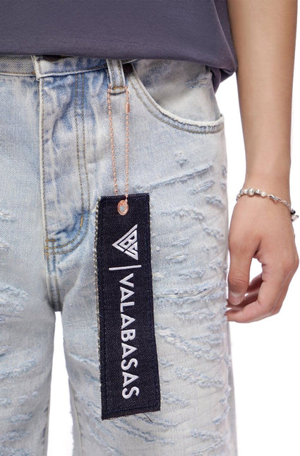 Valabasas Scrape Shorts - Light Blue Wash