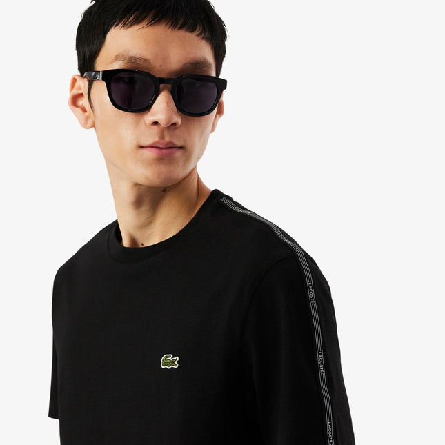 Lacoste Branded Stripe Band Tee - Black