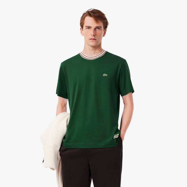 Lacoste Made in France Stripe Neck Tee - Green