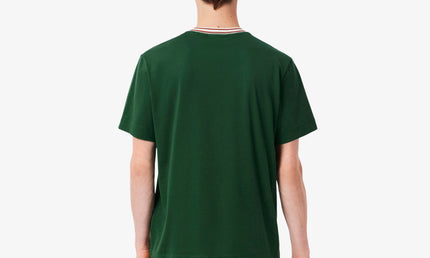 Lacoste Made in France Stripe Neck Tee - Green