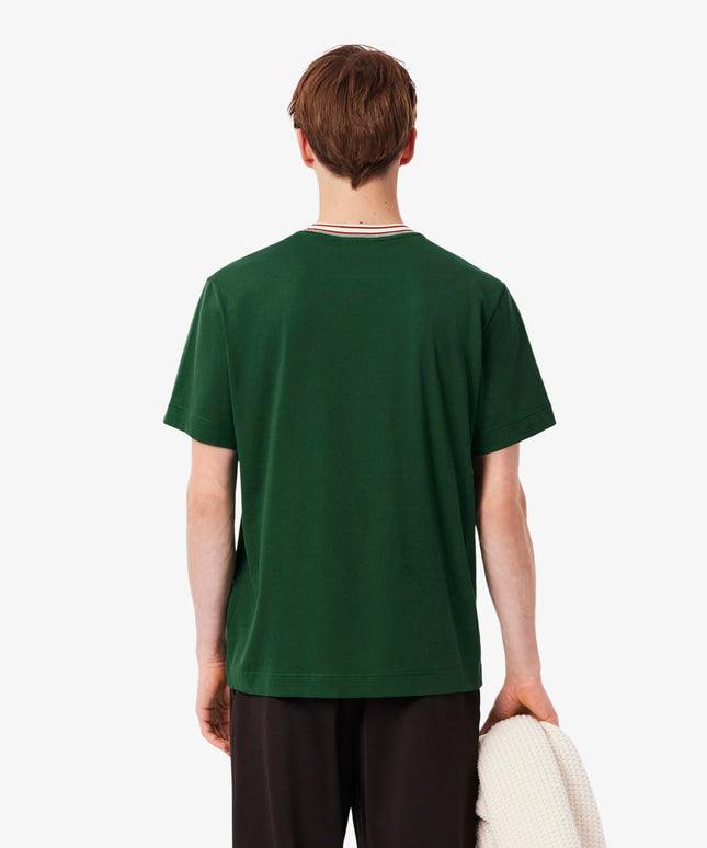 Lacoste Made in France Stripe Neck Tee - Green