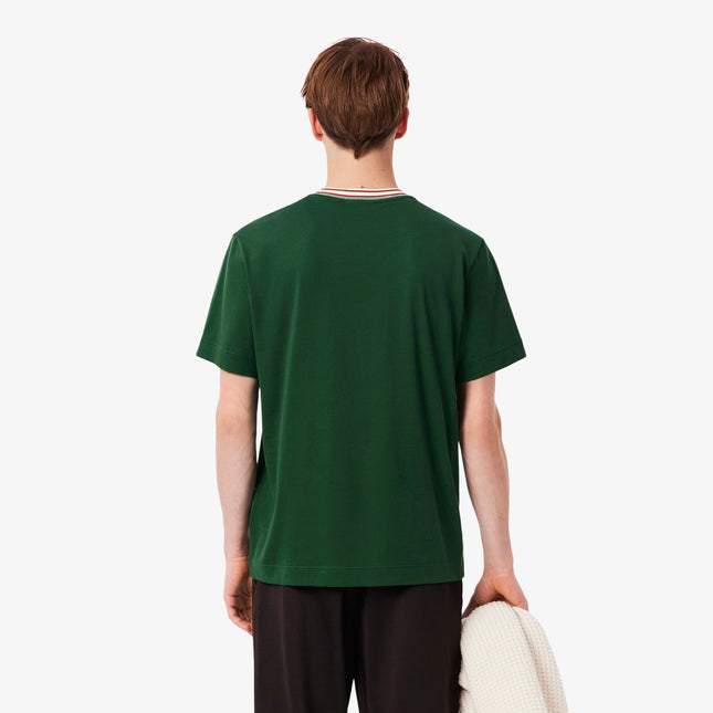 Lacoste Made in France Stripe Neck Tee - Green