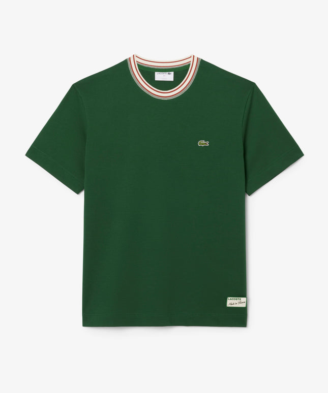 Lacoste Made in France Stripe Neck Tee - Green