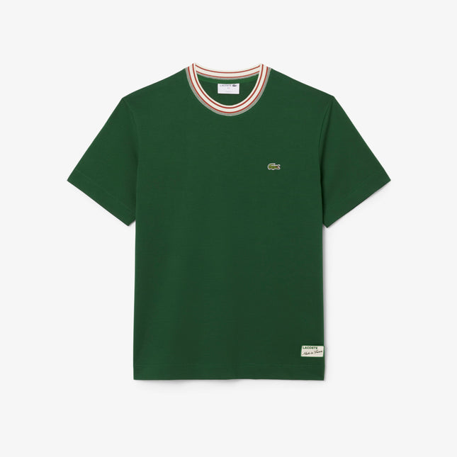 Lacoste Made in France Stripe Neck Tee - Green