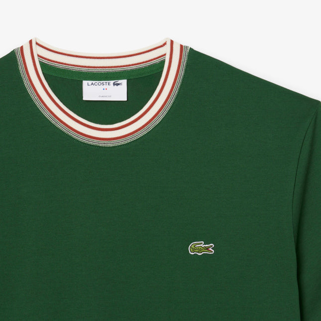 Lacoste Made in France Stripe Neck Tee - Green