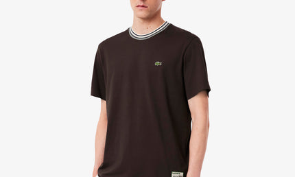 Lacoste Made in France Stripe Neck Tee - Black