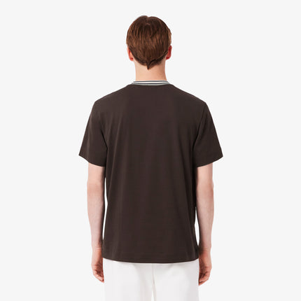Lacoste Made in France Stripe Neck Tee - Black