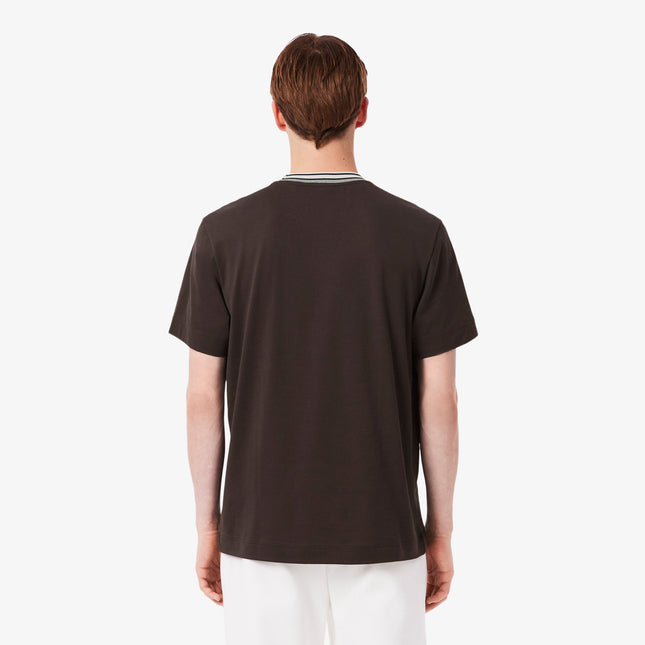 Lacoste Made in France Stripe Neck Tee - Black