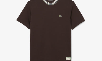 Lacoste Made in France Stripe Neck Tee - Black