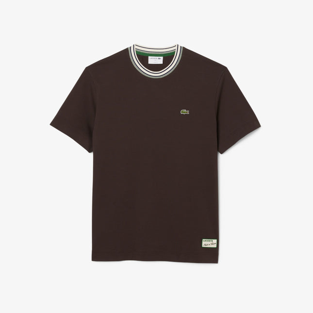 Lacoste Made in France Stripe Neck Tee - Black