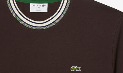 Lacoste Made in France Stripe Neck Tee - Black