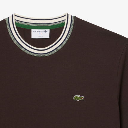 Lacoste Made in France Stripe Neck Tee - Black