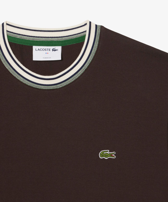 Lacoste Made in France Stripe Neck Tee - Black
