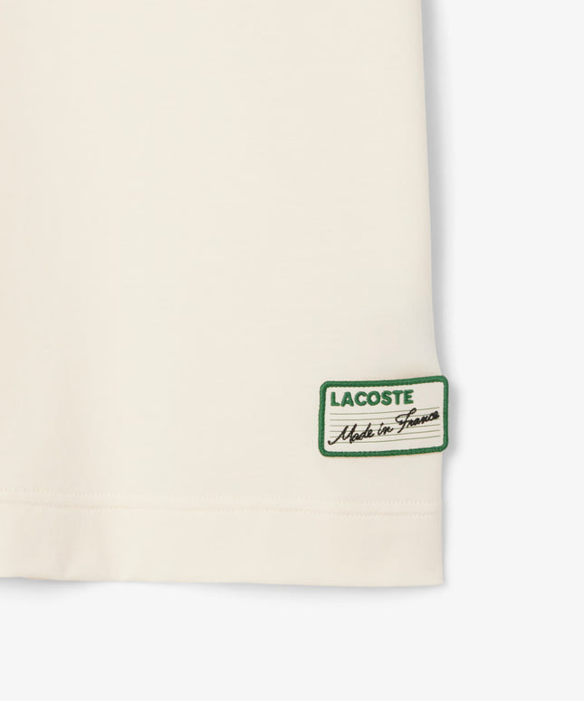 Lacoste Made in France Stripe Neck Tee - Cream