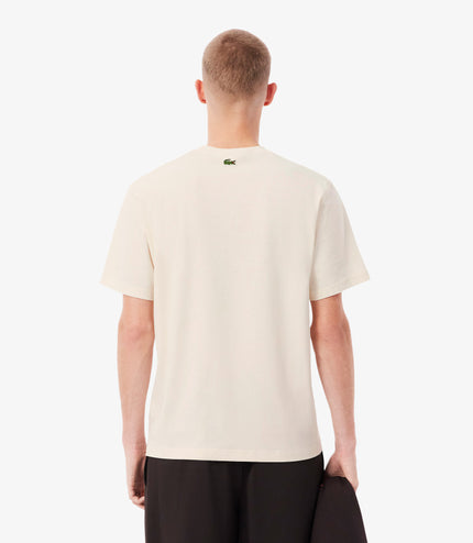 Lacoste Print Cotton Tee - Cream