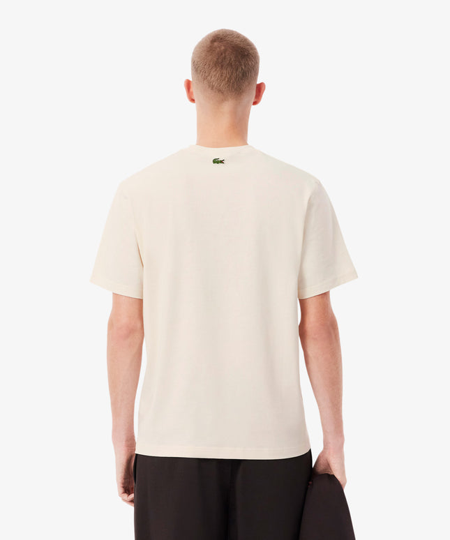 Lacoste Print Cotton Tee - Cream