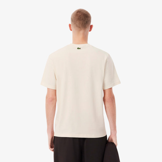 Lacoste Print Cotton Tee - Cream