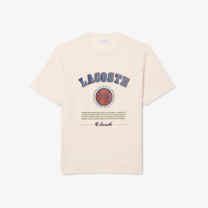 Lacoste Print Cotton Tee - Cream