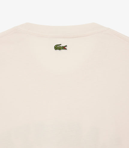 Lacoste Print Cotton Tee - Cream