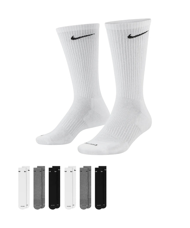 Nike Dri-Fit 6-Pack Cushioned Crew Socks - Black/Gray/White